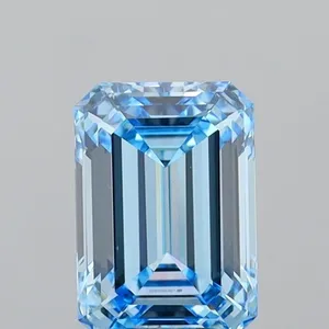 1.7ct EMERALD Fancy Vivid Blue VVS2 Coloured Lab diamond