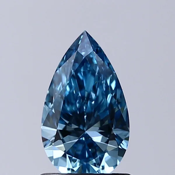 0.91ct PEAR Fancy Vivid Blue VS2 Coloured Lab diamond