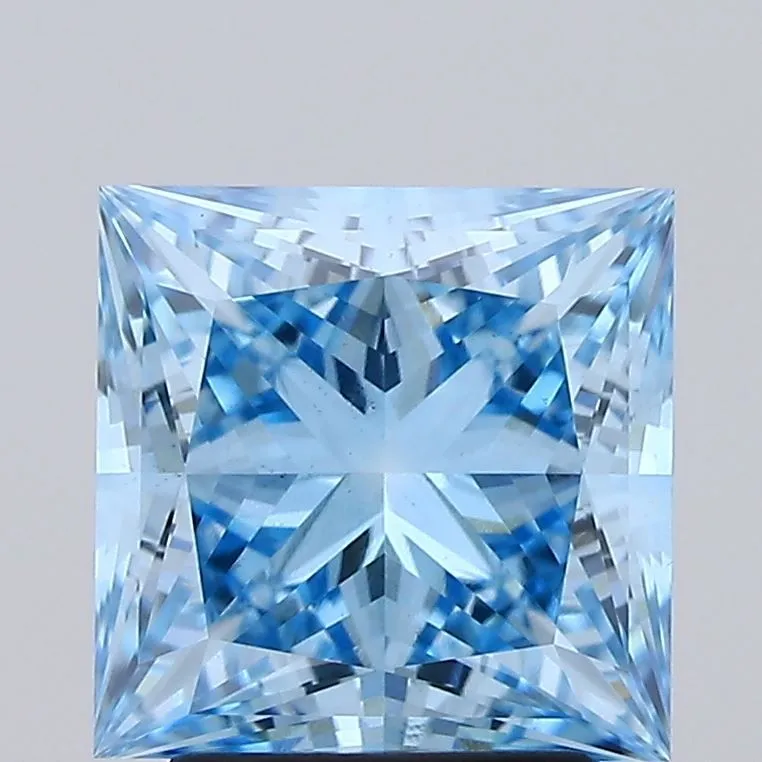 2.93ct PRINCESS Fancy Vivid Blue VS2 Coloured Lab diamond