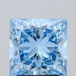 2.93ct PRINCESS Fancy Vivid Blue VS2 Coloured Lab diamond