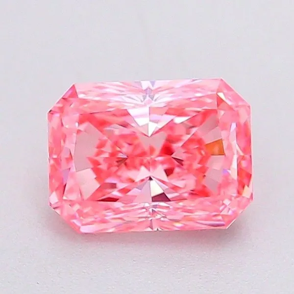 1.09ct RADIANT Fancy Vivid Pink VS1 Coloured Lab diamond