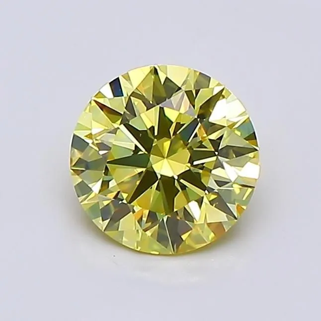 0.92ct ROUND Fancy Intense Yellow VS1 Coloured Lab diamond