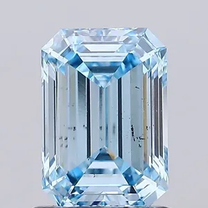 1.13ct EMERALD Fancy Vivid Blue SI1 Coloured Lab diamond