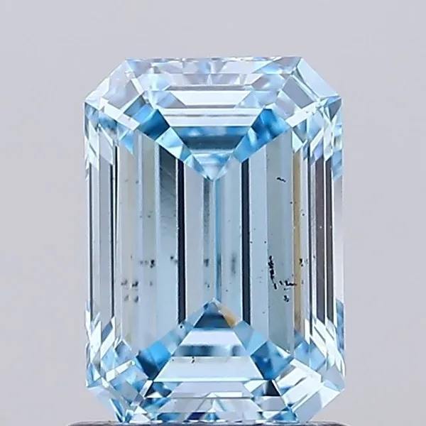 1.13ct EMERALD Fancy Vivid Blue SI1 Coloured Lab diamond