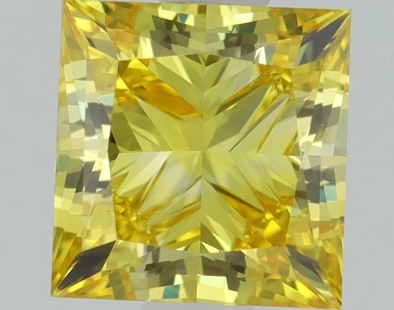 1.00ct PRINCESS Fancy Vivid Yellow VS1 Coloured Lab diamond