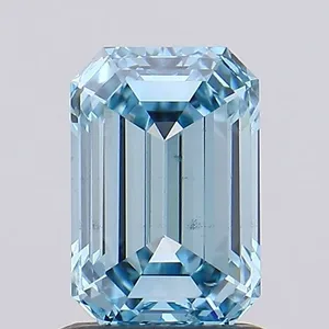 0.9ct EMERALD Fancy Vivid Blue VS2 Coloured Lab diamond