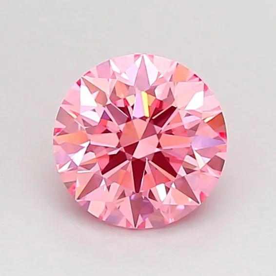 0.8ct ROUND Fancy Vivid Pink VVS2 Coloured Lab diamond
