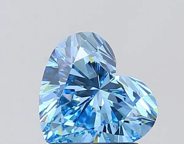 1.52ct HEART Fancy Vivid Blue VVS2 Coloured Lab diamond