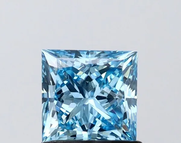 1.01ct PRINCESS Fancy Vivid Blue VS1 Coloured Lab diamond