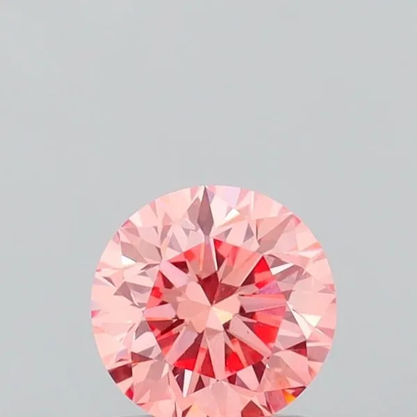 1.05ct ROUND Fancy Vivid Orangey Pink VS1 Coloured Lab diamond