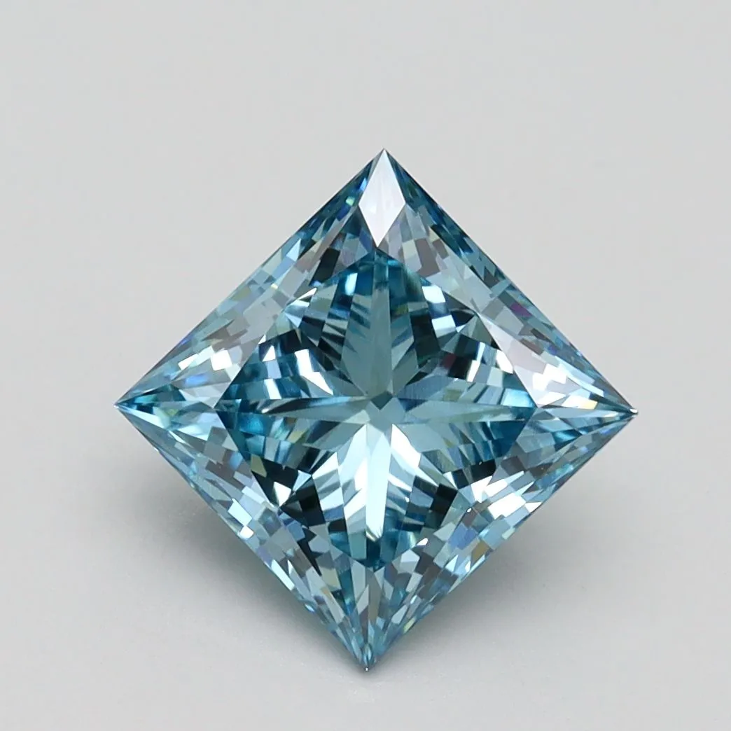 2.20ct PRINCESS Fancy Vivid Blue VS1 Coloured Lab diamond