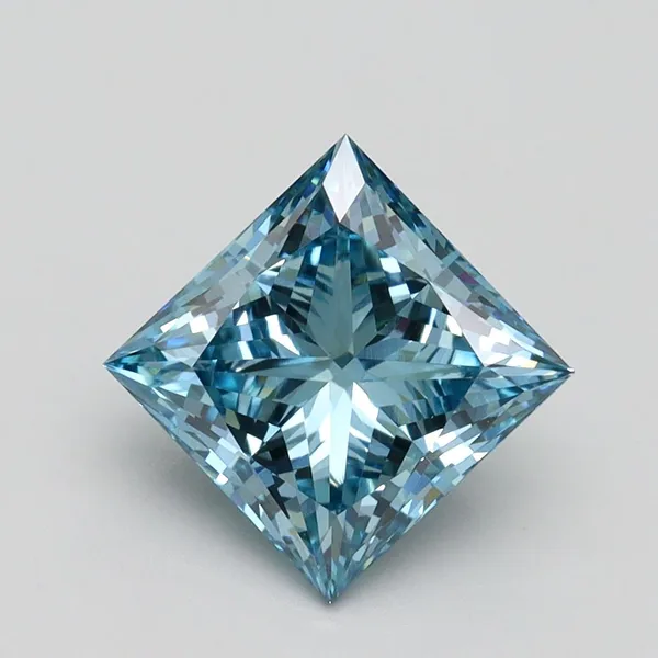 2.2ct PRINCESS Fancy Vivid Blue VS1 Coloured Lab diamond