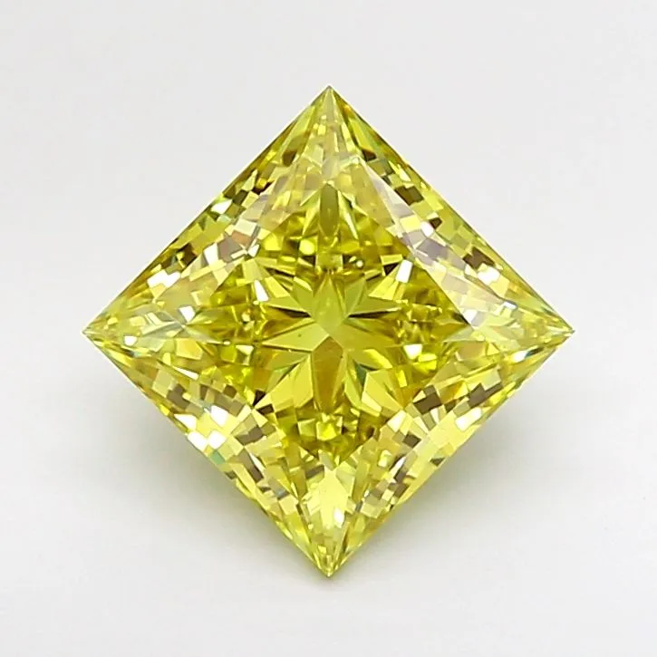3.08ct PRINCESS Fancy Intense Yellow VS1 Coloured Lab diamond