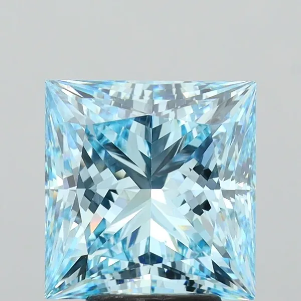 4.94ct PRINCESS Fancy Vivid Blue VS1 Coloured Lab diamond