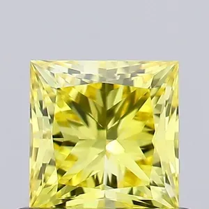0.65ct PRINCESS Fancy Vivid Yellow VVS2 Coloured Lab diamond