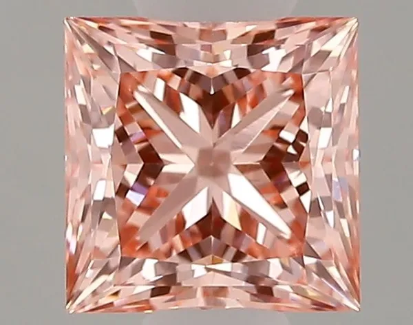 1.09ct PRINCESS Fancy Vivid Pink VVS2 Coloured Lab diamond