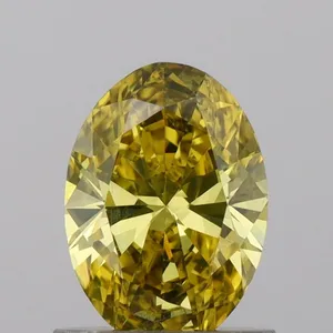 0.87ct OVAL Fancy Vivid Yellow VS1 Coloured Lab diamond