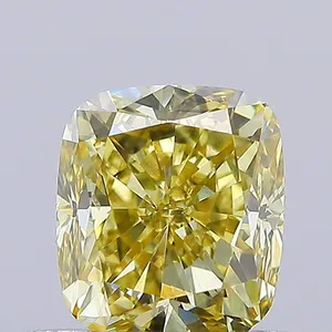 0.84ct CUSHION Fancy Intense Yellow VS2 Coloured Lab diamond
