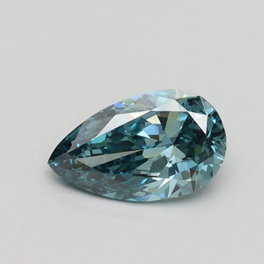 0.71ct PEAR Fancy Vivid Greenish Blue VS1 Coloured Lab diamond