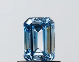 0.76ct EMERALD Fancy Vivid Blue VVS2 Coloured Lab diamond