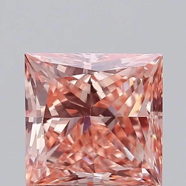 0.85ct PRINCESS Fancy Vivid Pink VS2 Coloured Lab diamond