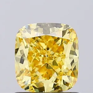 1.17ct CUSHION Fancy Vivid Yellow VVS2 Coloured Lab diamond