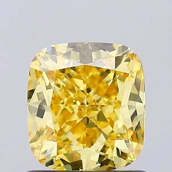 1.17ct CUSHION Fancy Vivid Yellow VVS2 Coloured Lab diamond