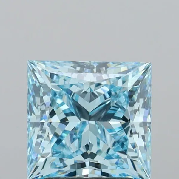 2.83ct PRINCESS Fancy Vivid Blue VVS2 Coloured Lab diamond