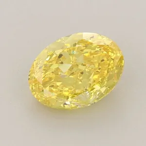 0.9ct OVAL Fancy Vivid Yellow VS2 Coloured Lab diamond