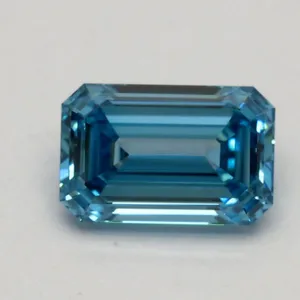 0.8ct EMERALD Fancy Vivid Blue VVS2 Coloured Lab diamond
