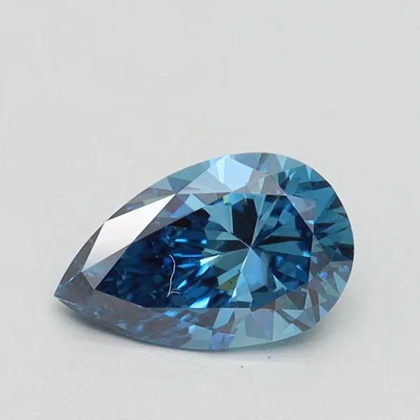 0.72ct PEAR Fancy Vivid Blue SI1 Coloured Lab diamond