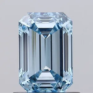 0.92ct EMERALD Fancy Intense Blue VVS2 Coloured Lab diamond