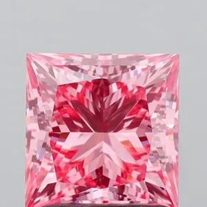 1.52ct PRINCESS Fancy Vivid Pink VS2 Coloured Lab diamond