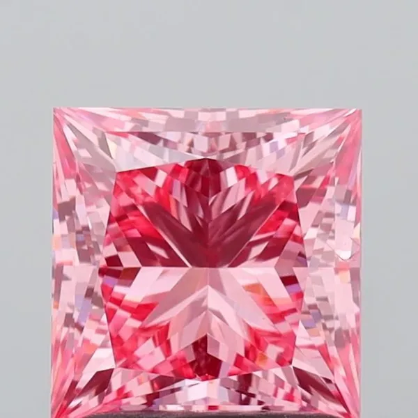 1.52ct PRINCESS Fancy Vivid Pink VS2 Coloured Lab diamond