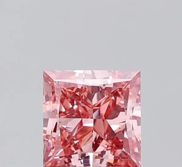 1.01ct PRINCESS Fancy Vivid Pink VS1 Coloured Lab diamond