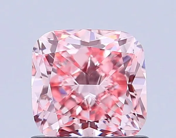 1.03ct CUSHION Fancy Vivid Pink VVS2 Coloured Lab diamond
