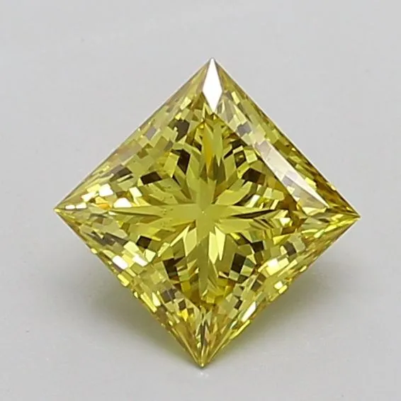 1.16ct PRINCESS Fancy Intense Yellow VS2 Coloured Lab diamond