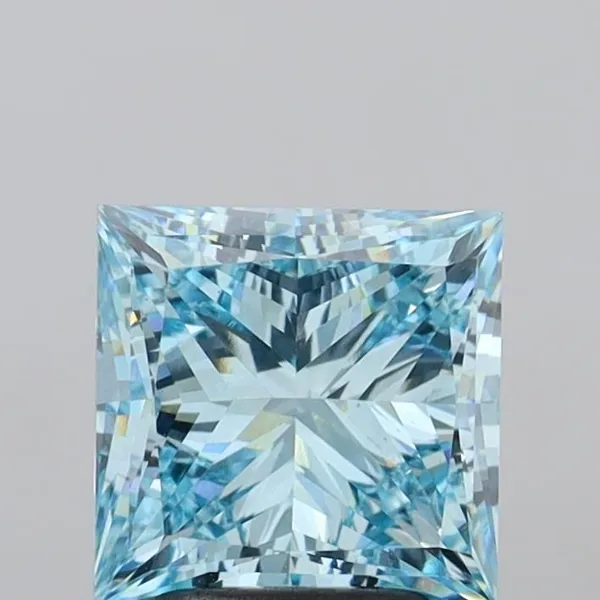 2.85ct PRINCESS Fancy Vivid Blue VS1 Coloured Lab diamond