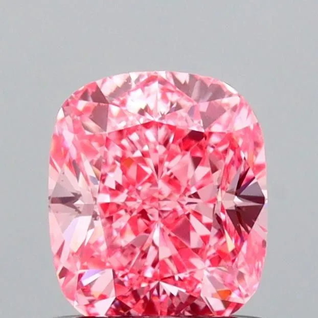 0.85ct CUSHION Fancy Vivid Pink VVS2 Coloured Lab diamond