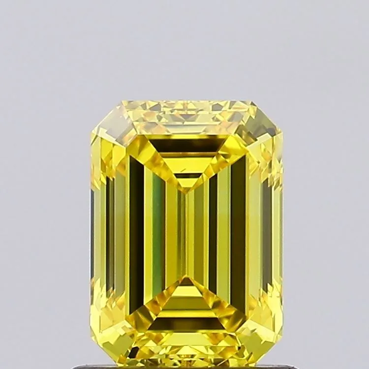 0.99ct EMERALD Fancy Vivid Yellow VS1 Coloured Lab diamond
