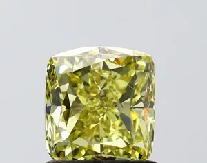 1.44ct CUSHION Fancy Intense Yellow VS1 Coloured Lab diamond