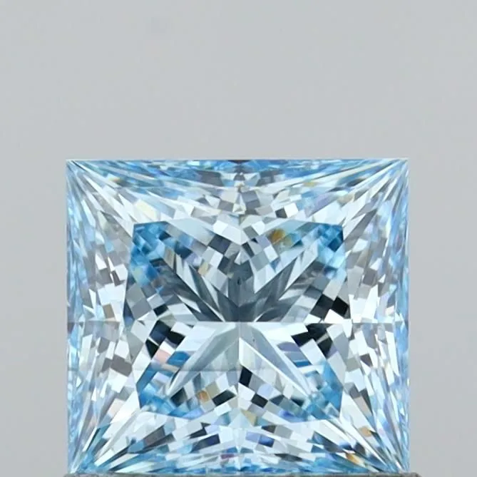 0.97ct PRINCESS Fancy Vivid Blue VS2 Coloured Lab diamond