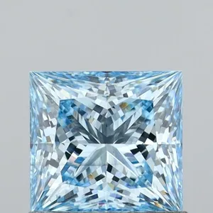 0.97ct PRINCESS Fancy Vivid Blue VS2 Coloured Lab diamond