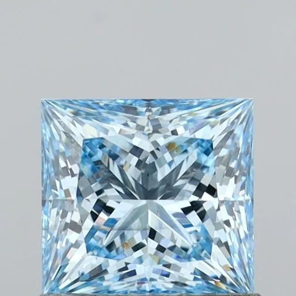 0.97ct PRINCESS Fancy Vivid Blue VS2 Coloured Lab diamond