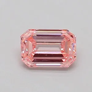 0.53ct EMERALD Fancy Intense Pink SI1 Coloured Lab diamond