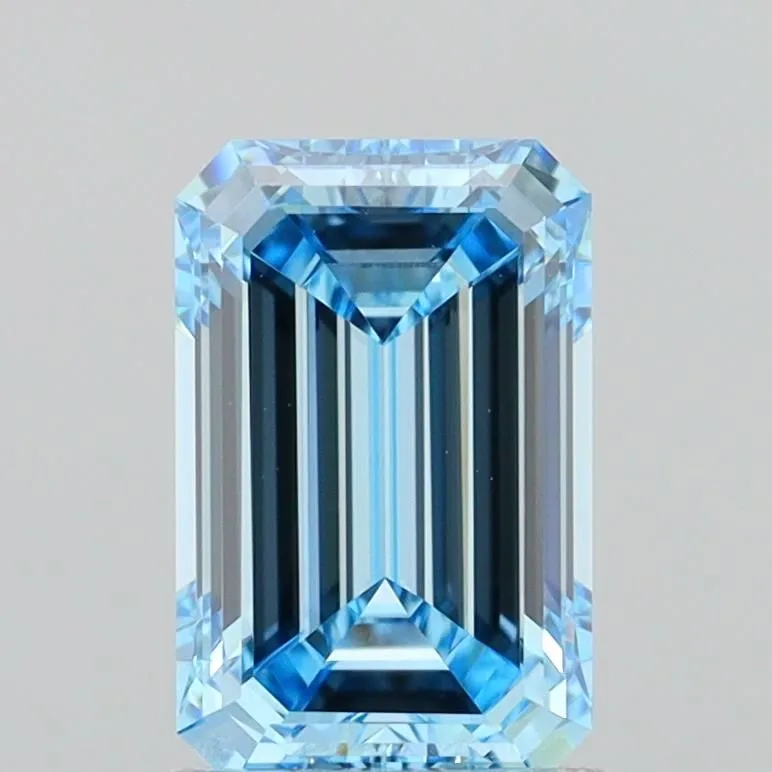 1.57ct EMERALD Fancy Vivid Blue VVS2 Coloured Lab diamond