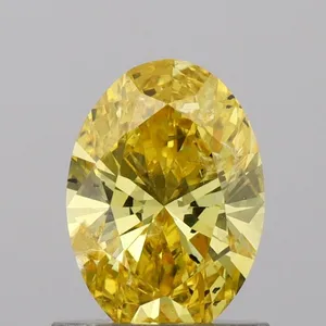0.85ct OVAL Fancy Vivid Yellow SI1 Coloured Lab diamond