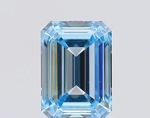 1.39ct EMERALD Fancy Vivid Blue VVS1 Coloured Lab diamond