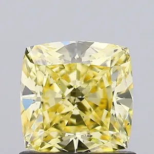 1.01ct CUSHION Fancy Intense Yellow SI1 Coloured Lab diamond