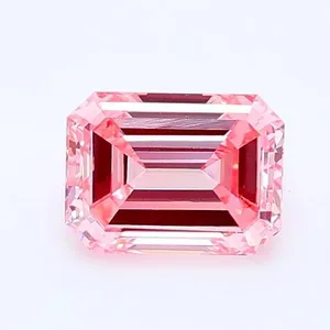 0.58ct EMERALD Fancy Intense Pink VS1 Coloured Lab diamond